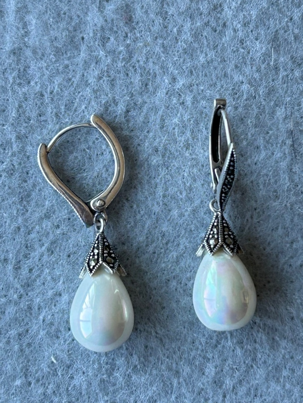 Thai Silver and Pearl Drop Earrings